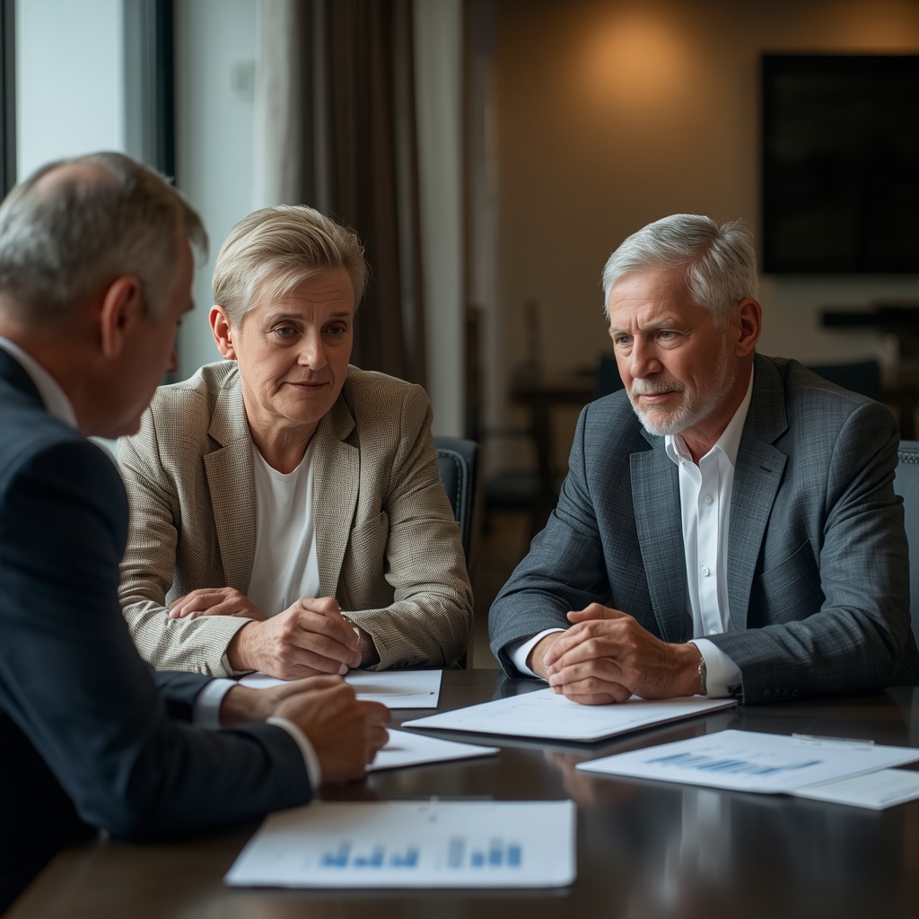 Retirees discussing financial planning strategies for managing capital gains and retirement assets